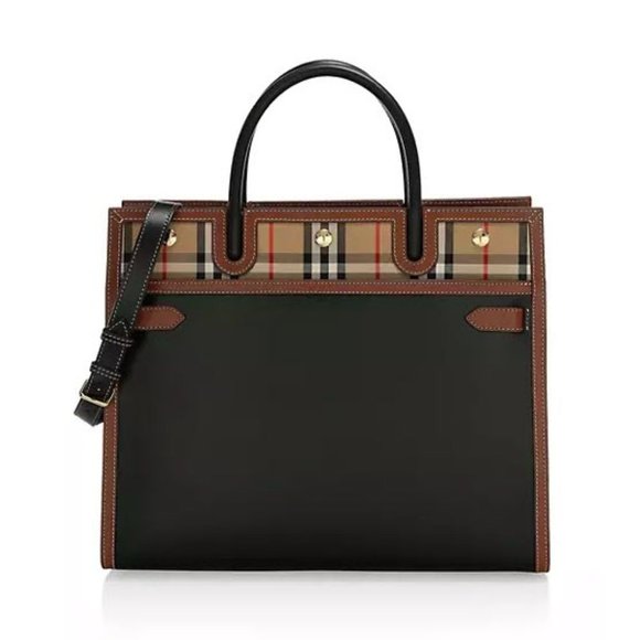 Burberry Handbags - Burberry NWT Large Title Vintage Check Leather Satchel with Dustbag